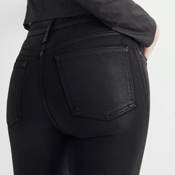 Madewell Kick Out Crop Jeans True Black Wash Coated Edition Size 33 NWT - Picture 3 of 12